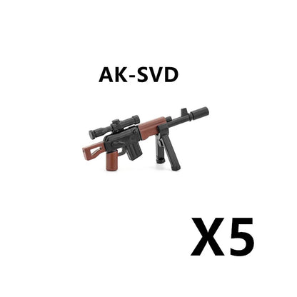 WW2 Soldiers Weapon Building Blocks Set – Two-Color Printed Rifles, Submachine Guns, Sniper Guns – Military Accessories for LEGO® Compatible Bricks – C238
