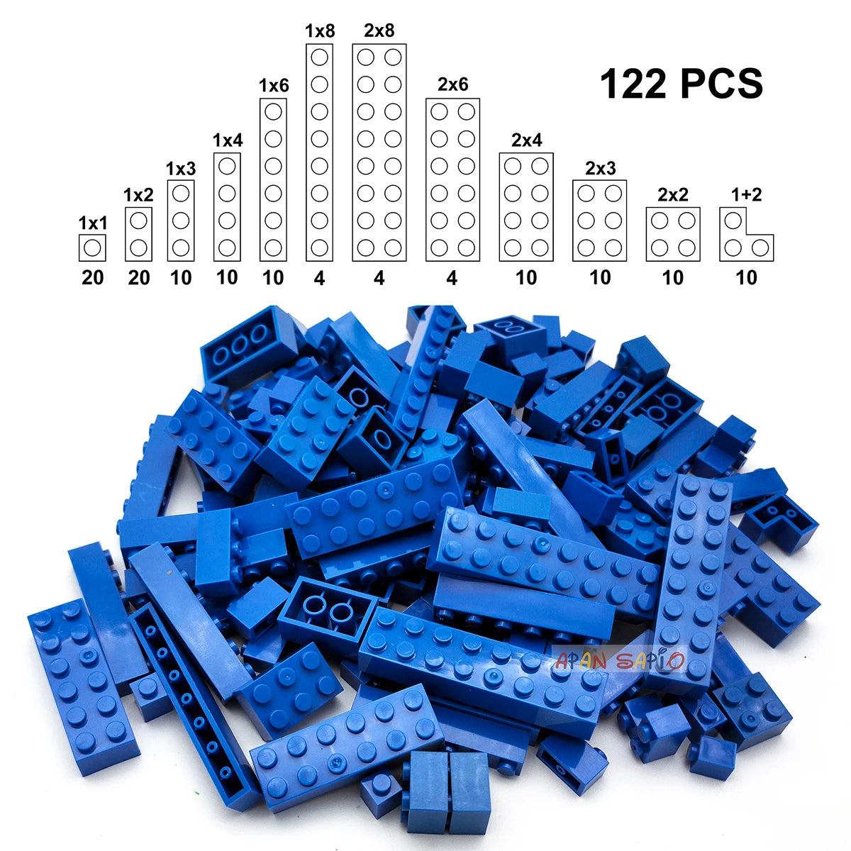 122PCS Thick Figures DIY Building Blocks Set – 12 Size Mixed Bricks, 17 Colors, LEGO® Compatible Educational Plastic Toys for Kids