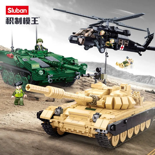 STRV103 Main Battle Tank & T-72B3 MBT Building Blocks – Creative Army Helicopter Vehicle Weapon DIY Set | 497-770 Pieces | Educational Toys for Kids