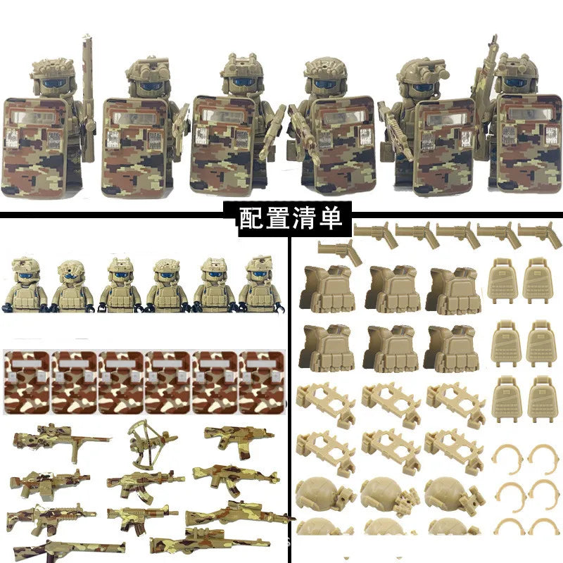 Special Forces Military Minifigures Set – Lego Compatible Army Soldiers with Weapons & Gear – Kids DIY Battle Toy