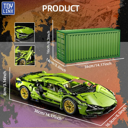 SuperCar Building Blocks | ToylinX Lamborghini & Bugatti Supercar Model | LEGO-Compatible Mechanical DIY Set | RC-Ready Puzzle Bricks Gift