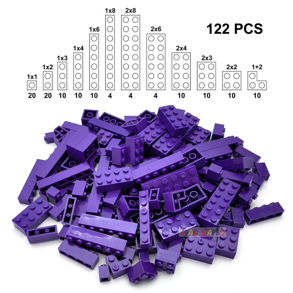 122PCS Thick Figures DIY Building Blocks Set – 12 Size Mixed Bricks, 17 Colors, LEGO® Compatible Educational Plastic Toys for Kids