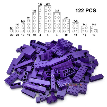 122PCS Thick Figures DIY Building Blocks Set – 12 Size Mixed Bricks, 17 Colors, LEGO® Compatible Educational Plastic Toys for Kids