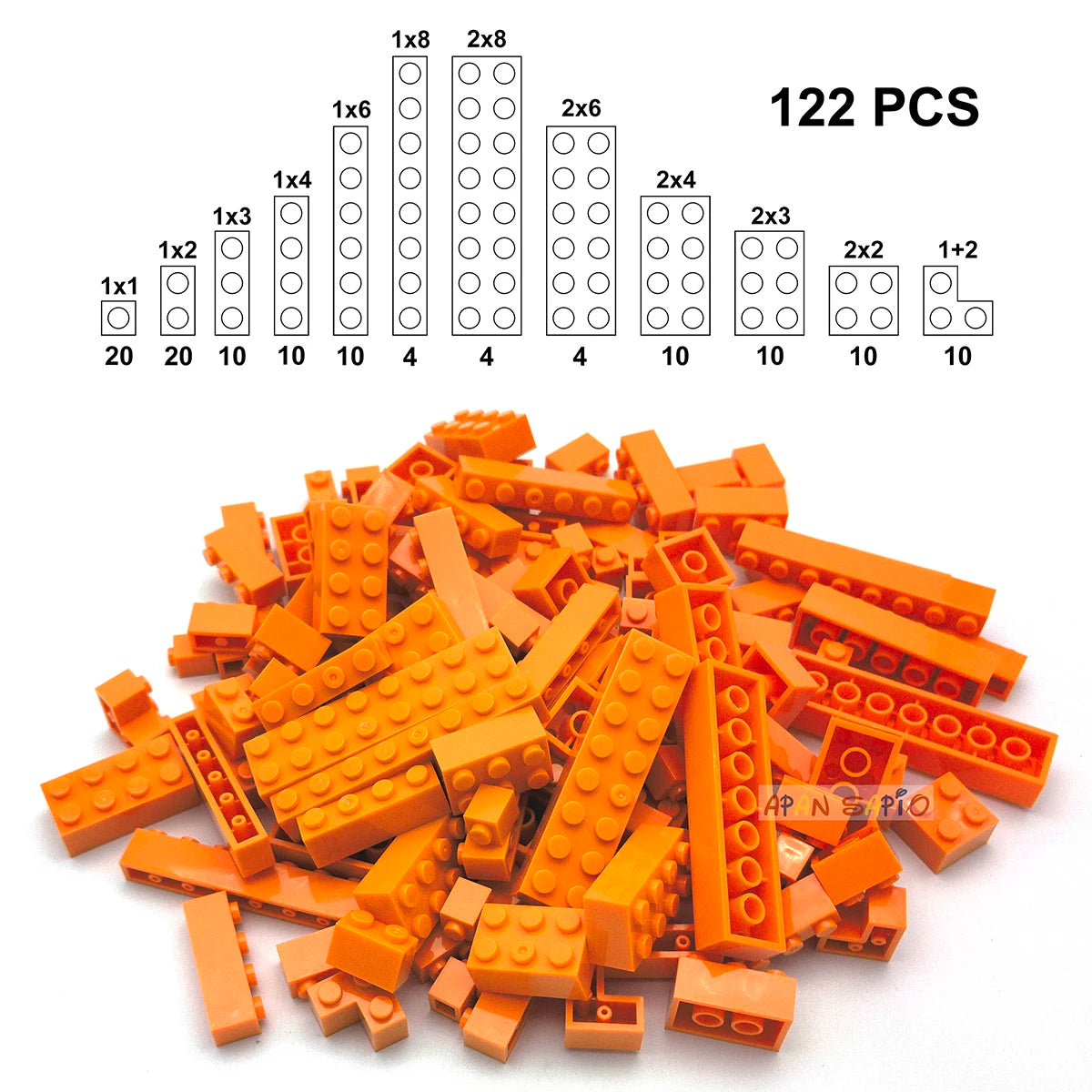 122PCS Thick Figures DIY Building Blocks Set – 12 Size Mixed Bricks, 17 Colors, LEGO® Compatible Educational Plastic Toys for Kids