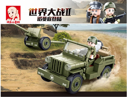143Pcs WW2 US WILLYS Car Building Blocks - Normandy Landing Military Vehicle Model | Army Car Classic Bricks for Kids | Educational DIY Toy