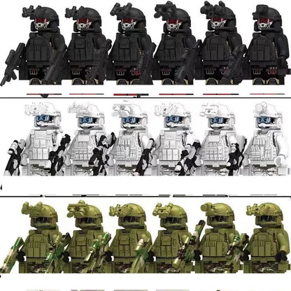 Special Forces Military Minifigures Set – Lego Compatible Army Soldiers with Weapons & Gear – Kids DIY Battle Toy