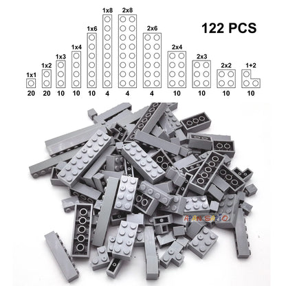 122PCS Thick Figures DIY Building Blocks Set – 12 Size Mixed Bricks, 17 Colors, LEGO® Compatible Educational Plastic Toys for Kids