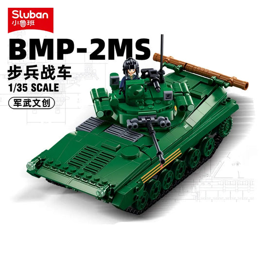 738PCS Military BMP-2MS Tank Infantry Fighting Vehicle Building Blocks – DIY Weapon Model with Creative Bricks for Kids | Educational Toy