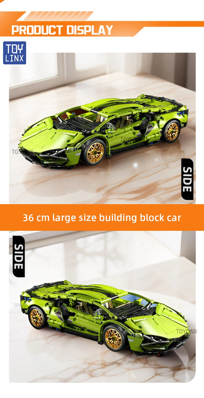 SuperCar Building Blocks | ToylinX Lamborghini & Bugatti Supercar Model | LEGO-Compatible Mechanical DIY Set | RC-Ready Puzzle Bricks Gift