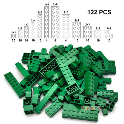 122PCS Thick Figures DIY Building Blocks Set – 12 Size Mixed Bricks, 17 Colors, LEGO® Compatible Educational Plastic Toys for Kids
