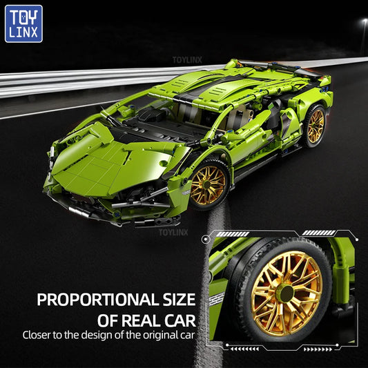 SuperCar Building Blocks | ToylinX Lamborghini & Bugatti Supercar Model | LEGO-Compatible Mechanical DIY Set | RC-Ready Puzzle Bricks Gift