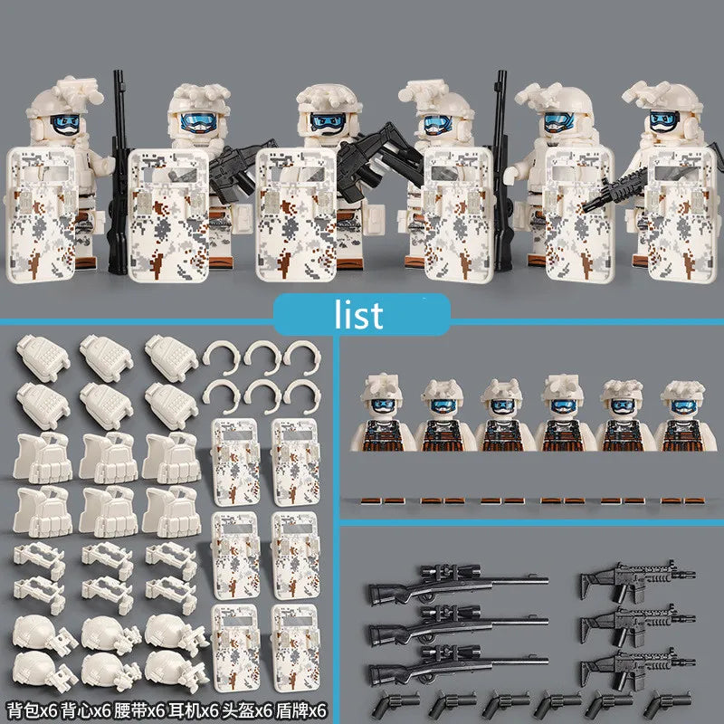 Special Forces Military Minifigures Set – Lego Compatible Army Soldiers with Weapons & Gear – Kids DIY Battle Toy
