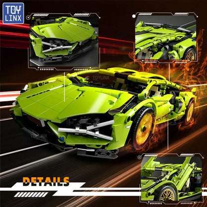 SuperCar Building Blocks | ToylinX Lamborghini & Bugatti Supercar Model | LEGO-Compatible Mechanical DIY Set | RC-Ready Puzzle Bricks Gift