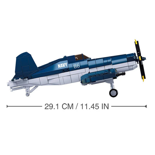 550PCS WW2 F4U-1 Pirate Fighter Building Blocks Set – Lego Compatible Airplane Model for Kids | Pacific Storm Air Force Bricks Kit