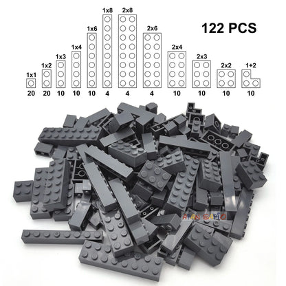 122PCS Thick Figures DIY Building Blocks Set – 12 Size Mixed Bricks, 17 Colors, LEGO® Compatible Educational Plastic Toys for Kids