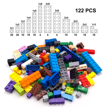 122PCS Thick Figures DIY Building Blocks Set – 12 Size Mixed Bricks, 17 Colors, LEGO® Compatible Educational Plastic Toys for Kids