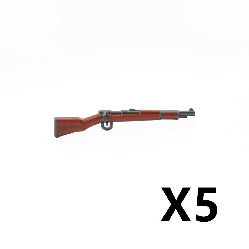 WW2 Soldiers Weapon Building Blocks Set – Two-Color Printed Rifles, Submachine Guns, Sniper Guns – Military Accessories for LEGO® Compatible Bricks – C238